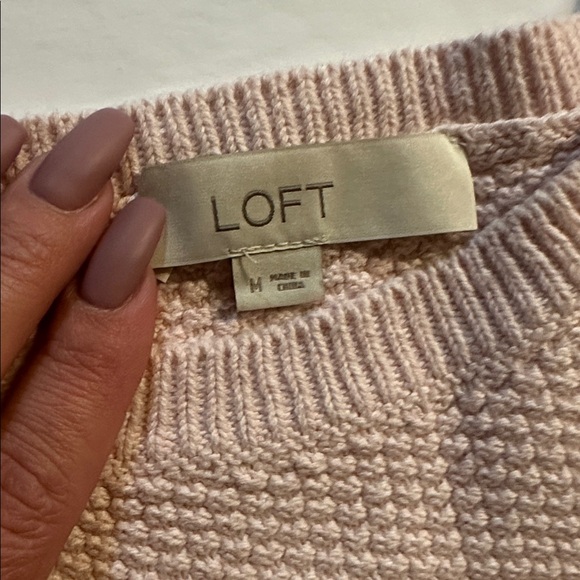 LOFT Light Pink Textured Sweater - Picture 2 of 3